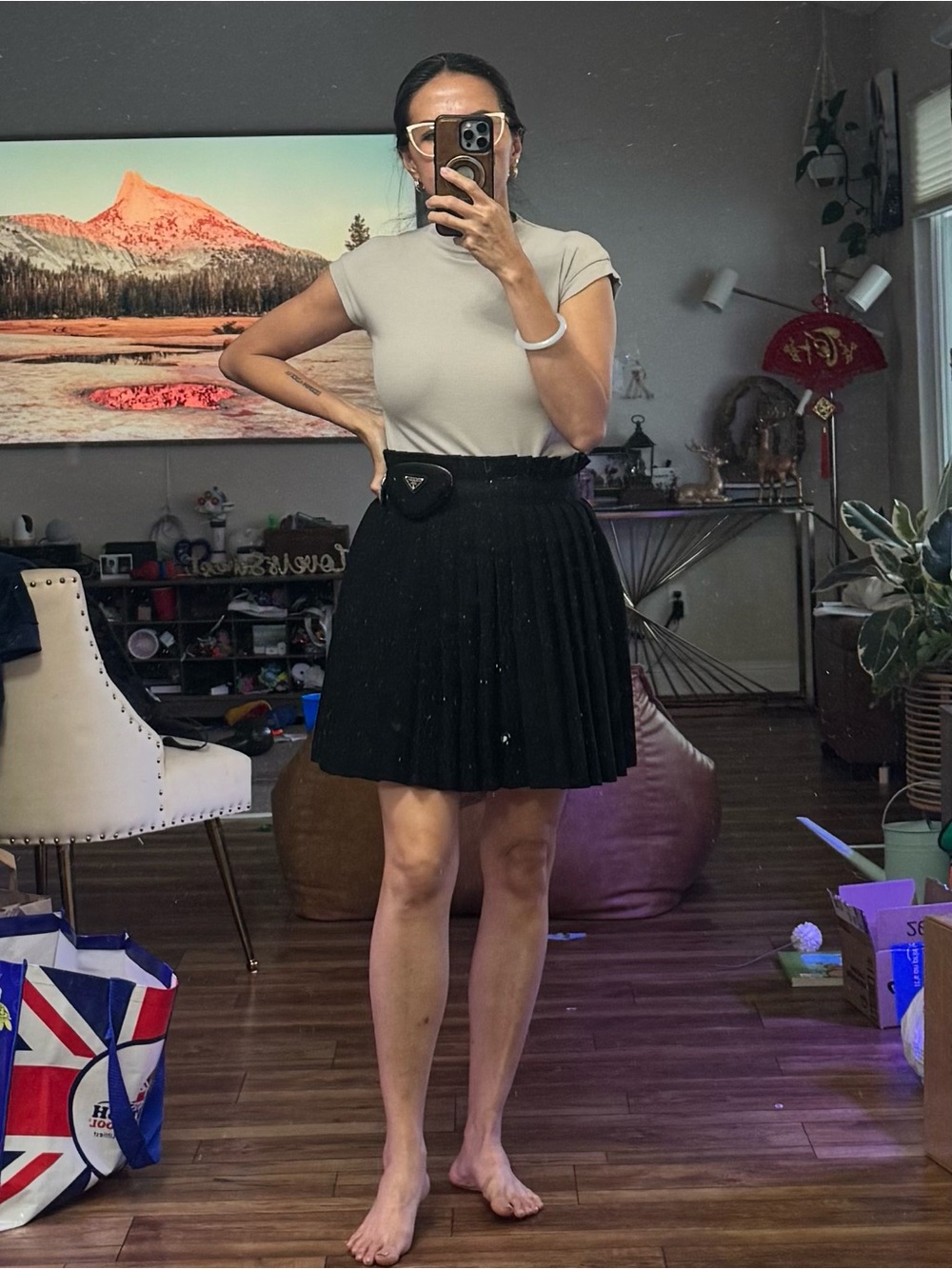 SOLD- Prada Black Pleated Mini Skirt - Picture 5 of 5